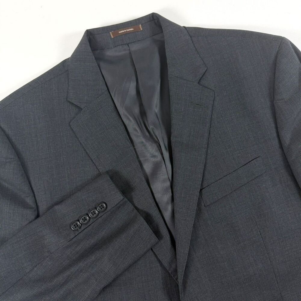 Peter Millar Blazer Mens 42R Gray Check 100% Wool Sport Coat 2 Button Classic